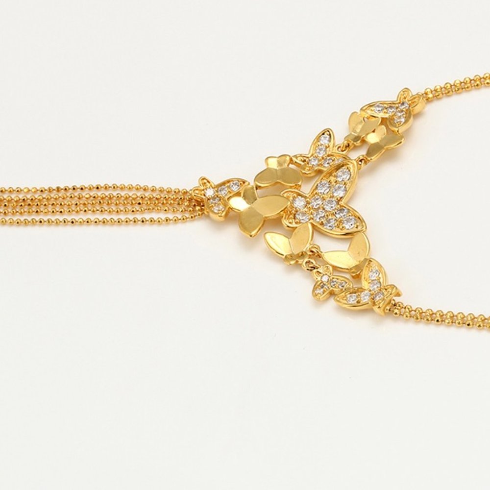 Elegant Butterfly Tassel 18KGP Necklace - Picture 3 of 10